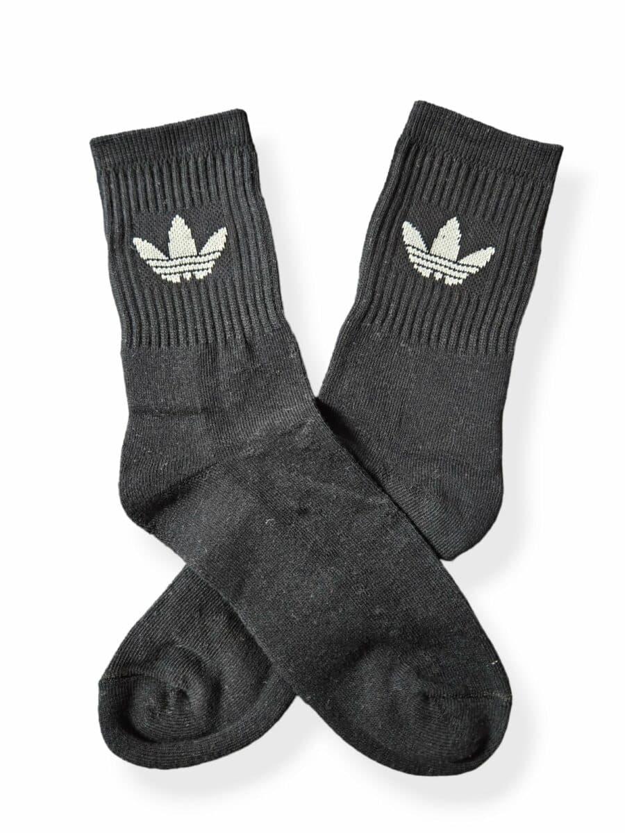 Media Caña Premium Toalla Adidas Logo Retro Base Negra - MLP