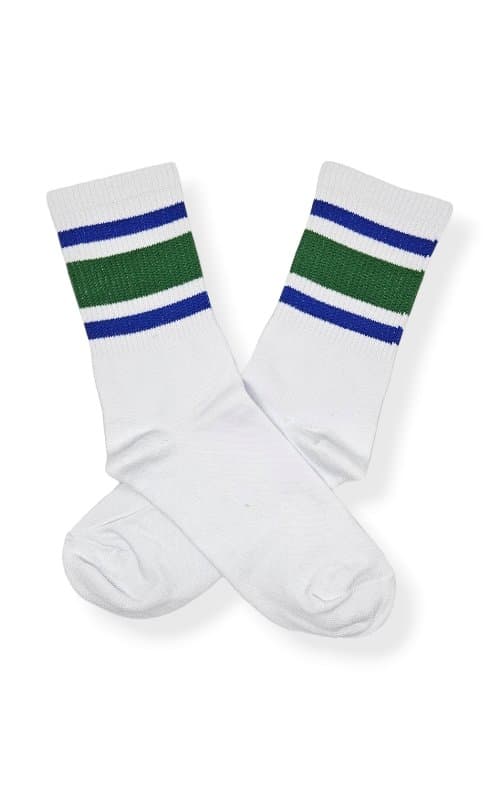 Media Caña Premium Old School Lineas Azules Franja Verde - MLP