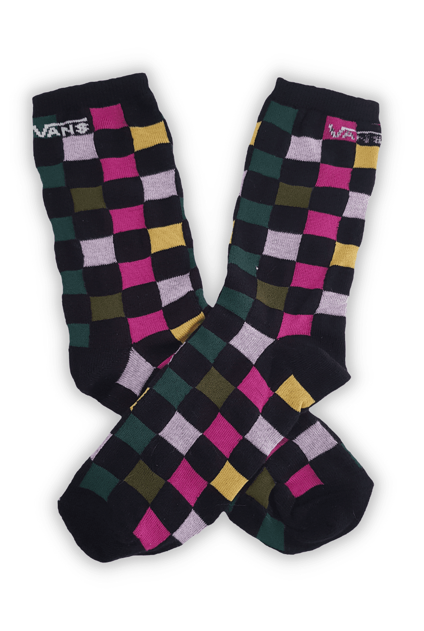 Media Caña Premium Vans Cuadraditos de Colores Base Negra - MLP