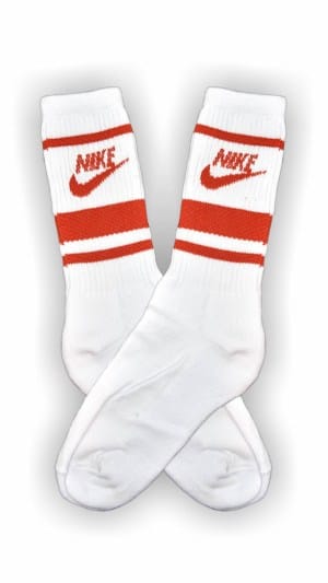 Media Caña Premium Nike 3 líneas Blanca y Roja - MLP