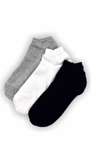 Pack x 3 Algodon Unisex ( Talle 35 al 39 ) Negro/ Blanco/ Gris